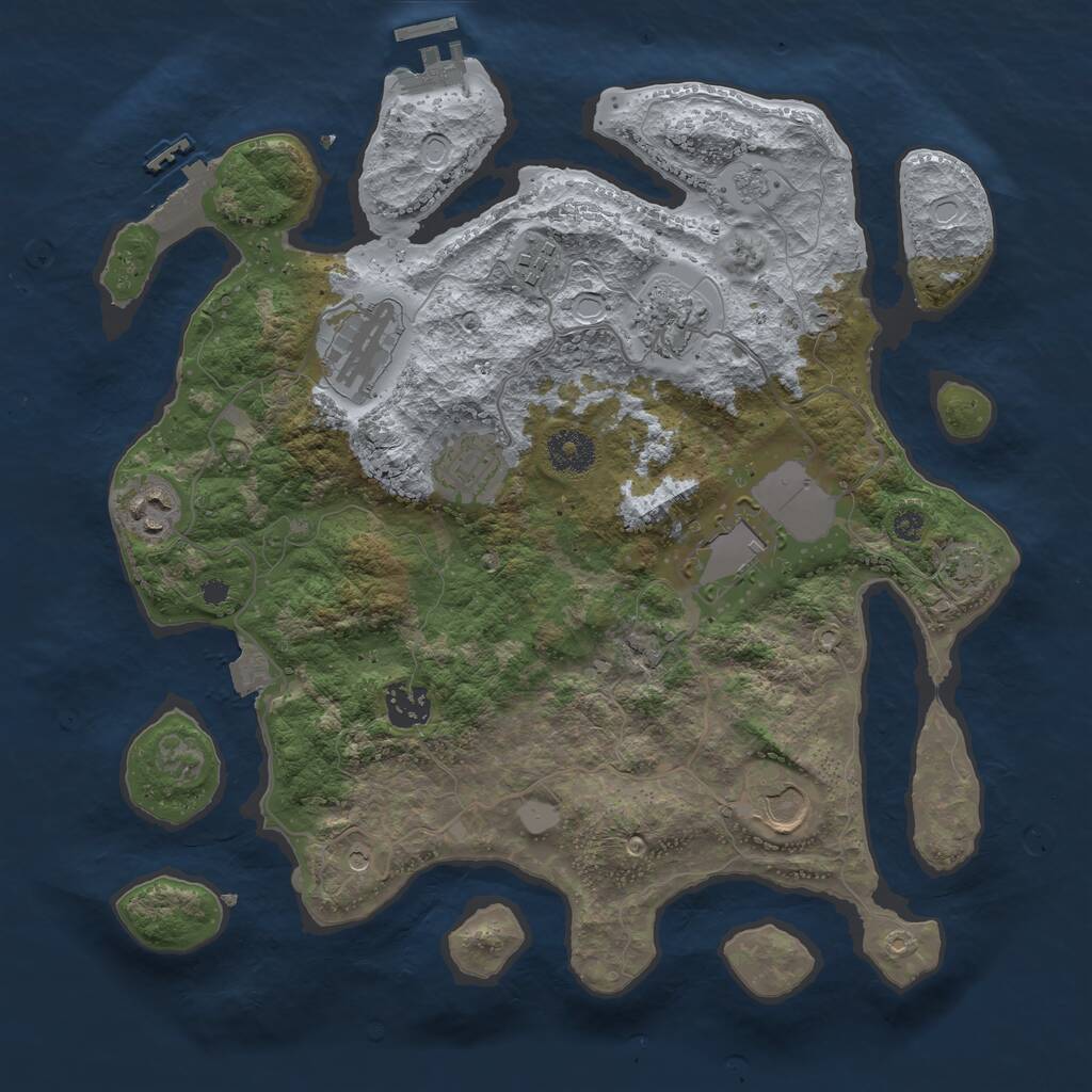 Rust Map: Procedural Map, Size: 3500, Seed: 684409267, 14 Monuments