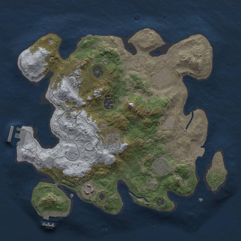 Rust Map: Procedural Map, Size: 3055, Seed: 50001, 12 Monuments