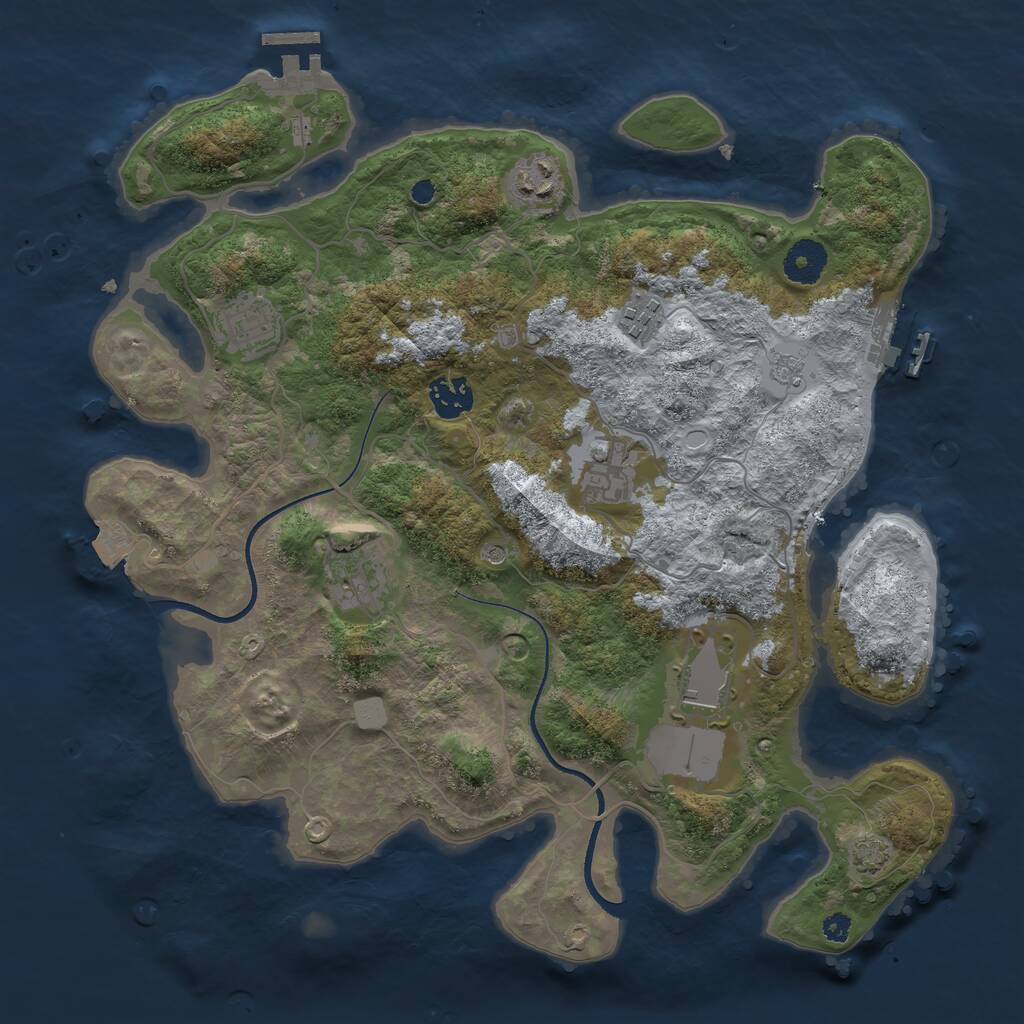Rust Map: Procedural Map, Size: 3550, Seed: 1356595584, 13 Monuments
