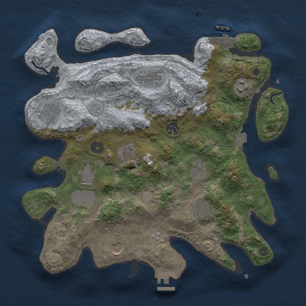 Rust Map: Procedural Map, Size: 3500, Seed: 1173609900, 16 Monuments