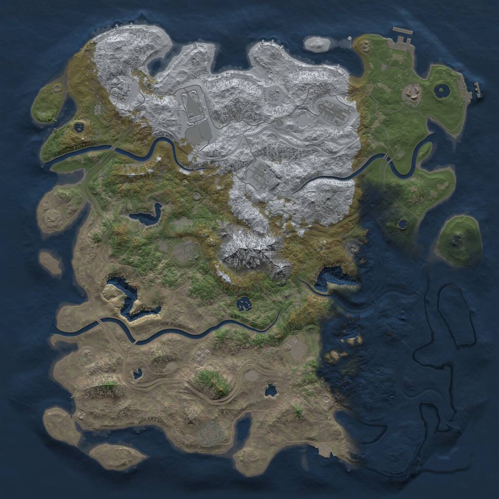 Rust Map: Procedural Map, Size: 5000, Seed: 1370696317, 16 Monuments