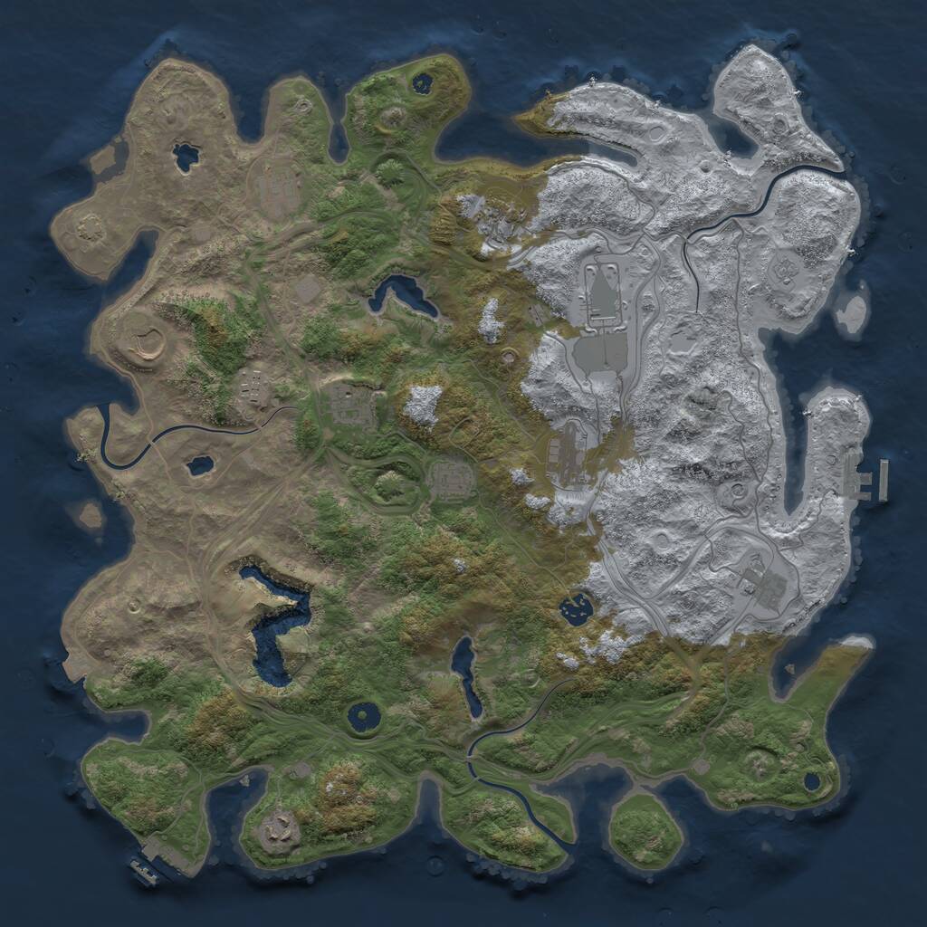 Rust Map: Procedural Map, Size: 4500, Seed: 6845845, 17 Monuments