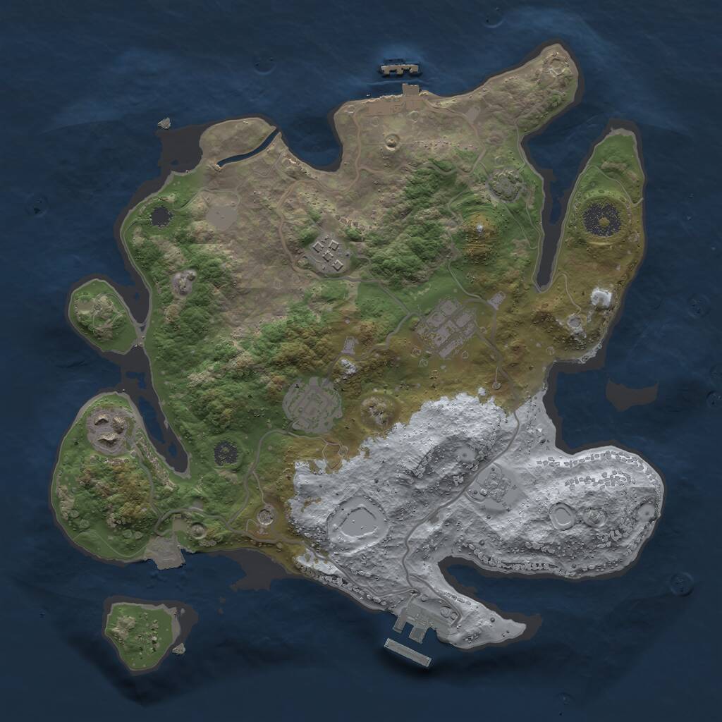 Rust Map: Procedural Map, Size: 3000, Seed: 1370011984, 10 Monuments