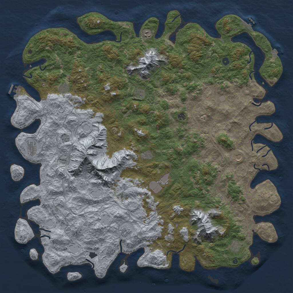 Rust Map: Procedural Map, Size: 6000, Seed: 454718098, 17 Monuments