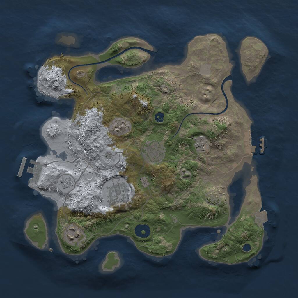 Rust Map: Procedural Map, Size: 3000, Seed: 541263373, 12 Monuments