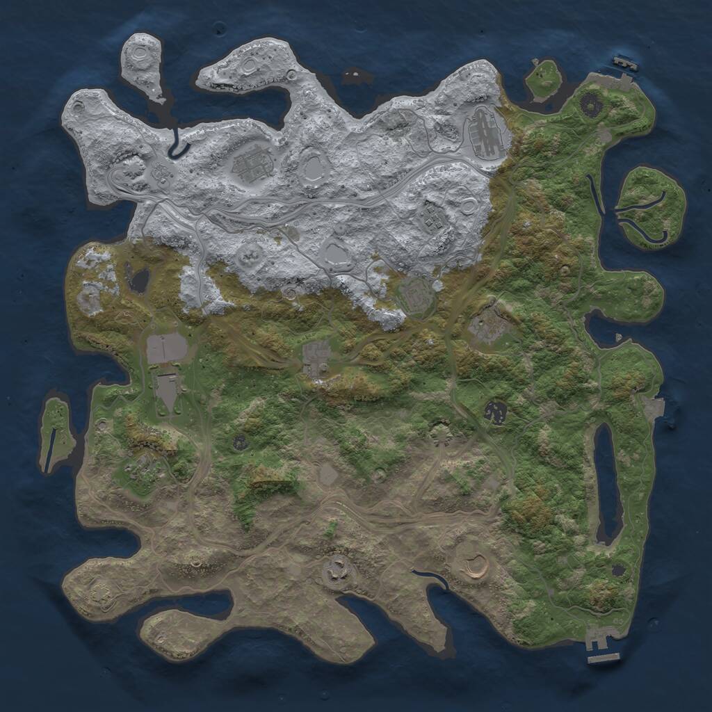 Rust Map: Procedural Map, Size: 4500, Seed: 46744124, 17 Monuments