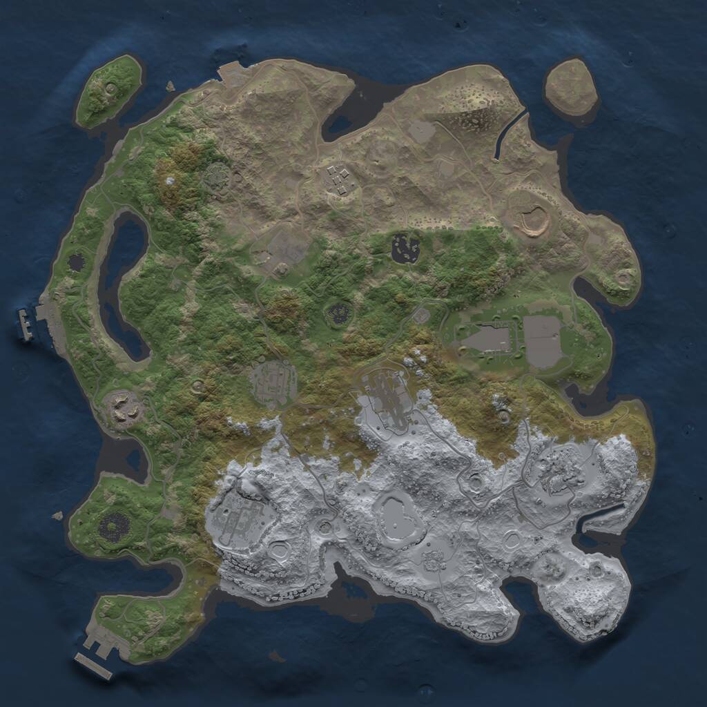 Rust Map: Procedural Map, Size: 3500, Seed: 1624703921, 16 Monuments