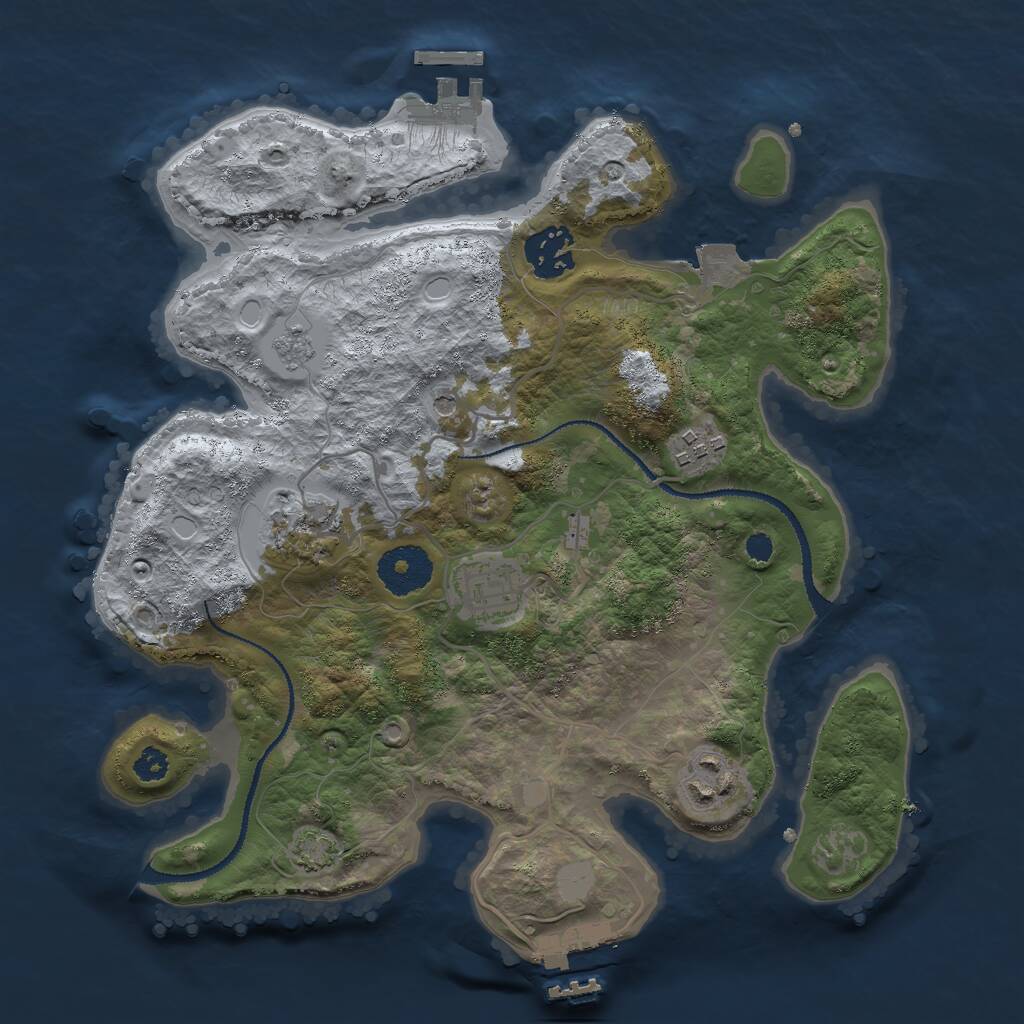 Rust Map: Procedural Map, Size: 3000, Seed: 1266994215, 13 Monuments