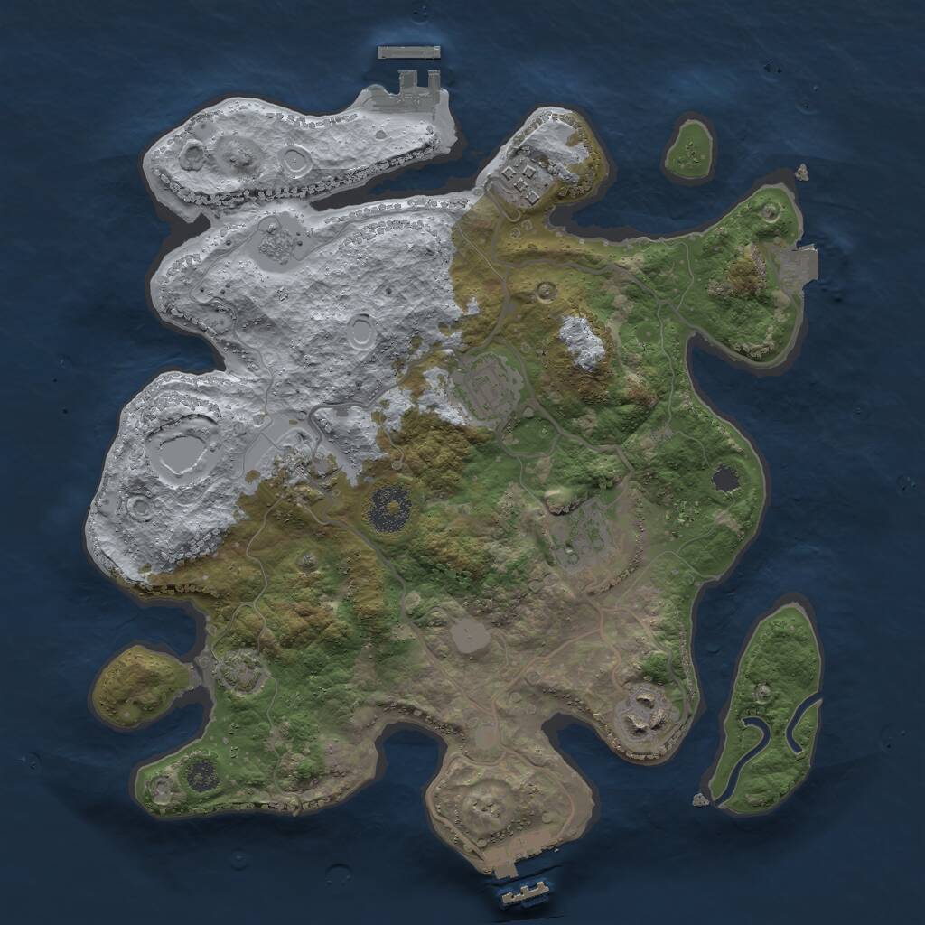 Rust Map: Procedural Map, Size: 3000, Seed: 1266994215, 10 Monuments