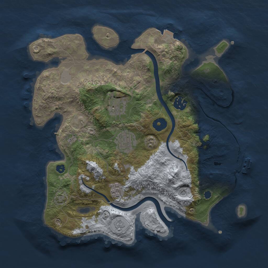 Rust Map: Procedural Map, Size: 3000, Seed: 542145178, 9 Monuments