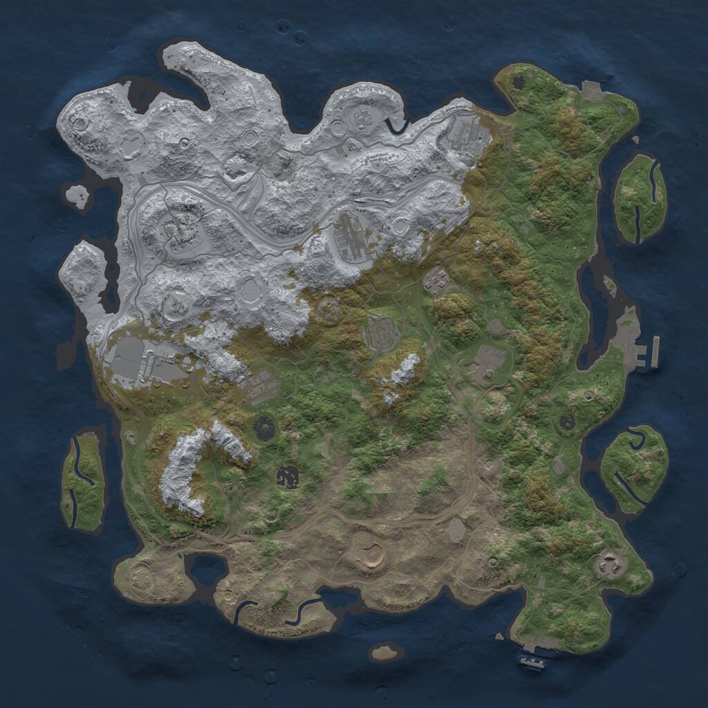 Rust Map: Procedural Map, Size: 4500, Seed: 2099303021, 17 Monuments