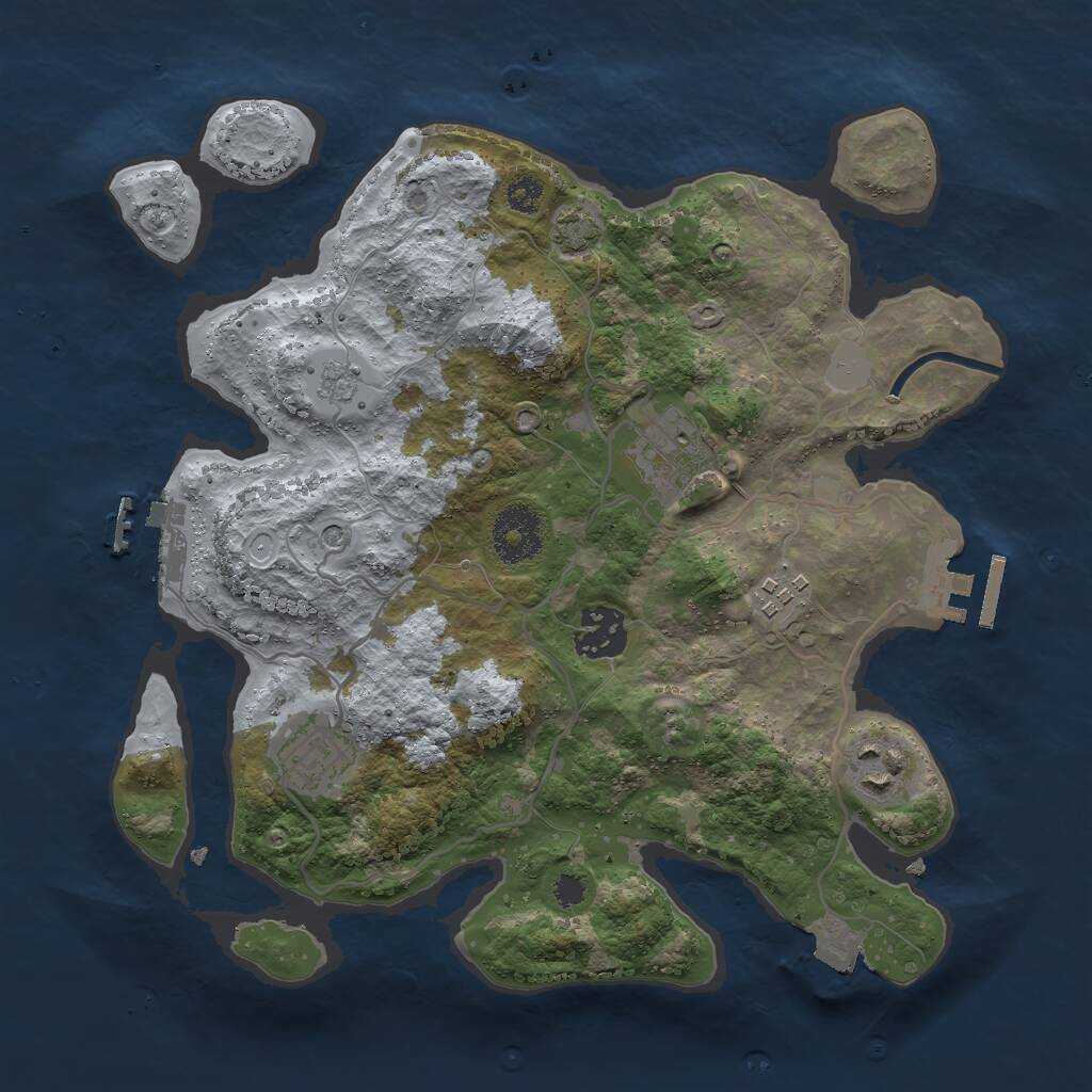 Rust Map: Procedural Map, Size: 3000, Seed: 1193283810, 11 Monuments