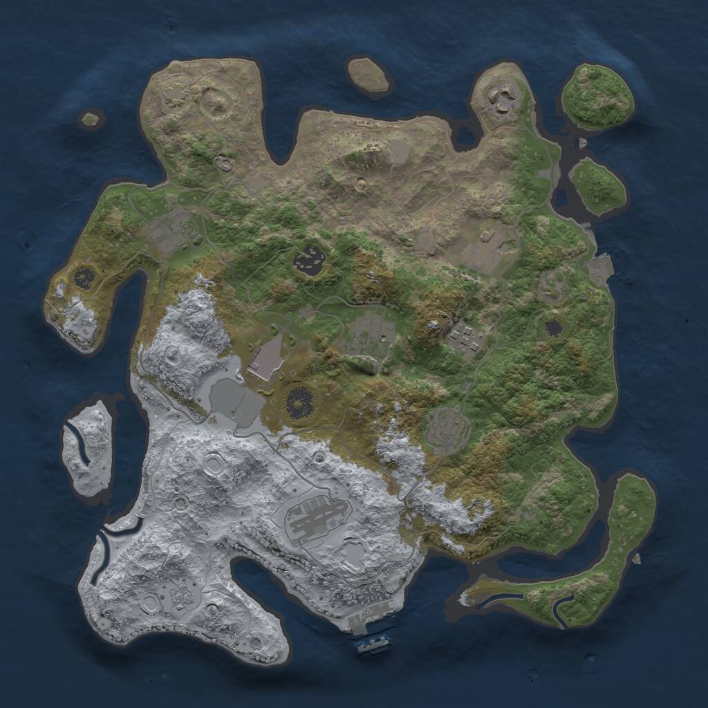 Rust Map: Procedural Map, Size: 3500, Seed: 1137724457, 13 Monuments