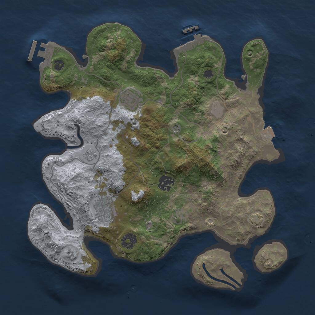 Rust Map: Procedural Map, Size: 3000, Seed: 12541, 9 Monuments