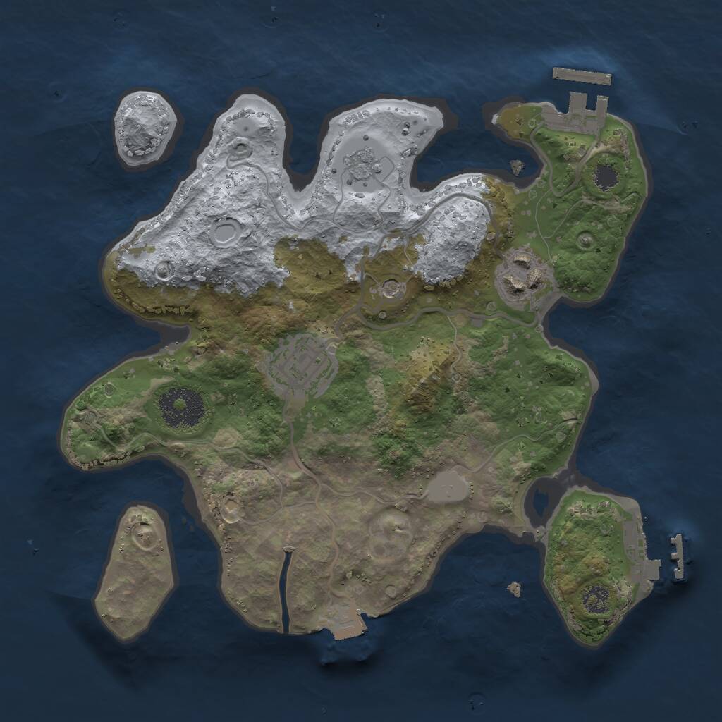 Rust Map: Procedural Map, Size: 2500, Seed: 32145678, 7 Monuments