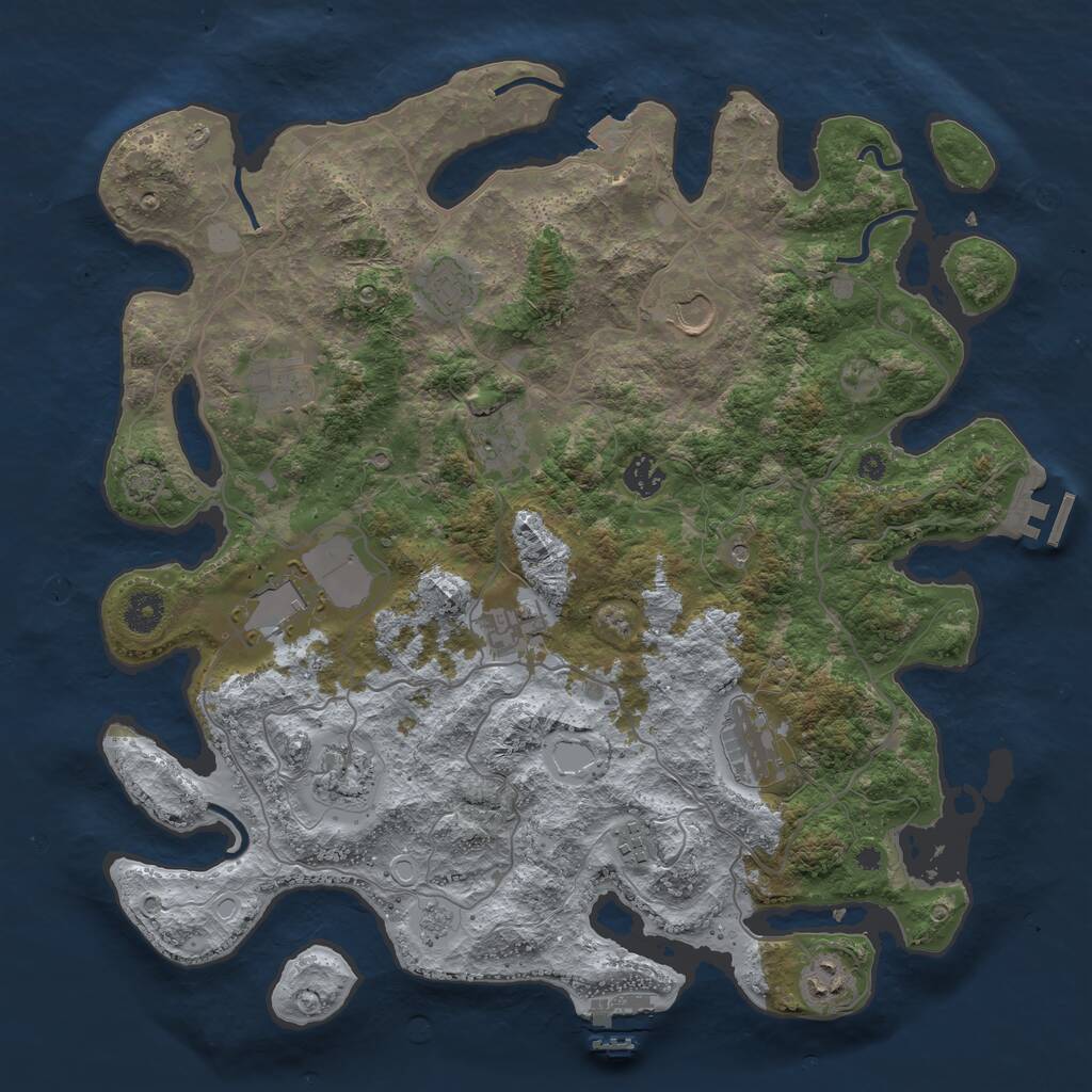 Rust Map: Procedural Map, Size: 4000, Seed: 777777777, 17 Monuments