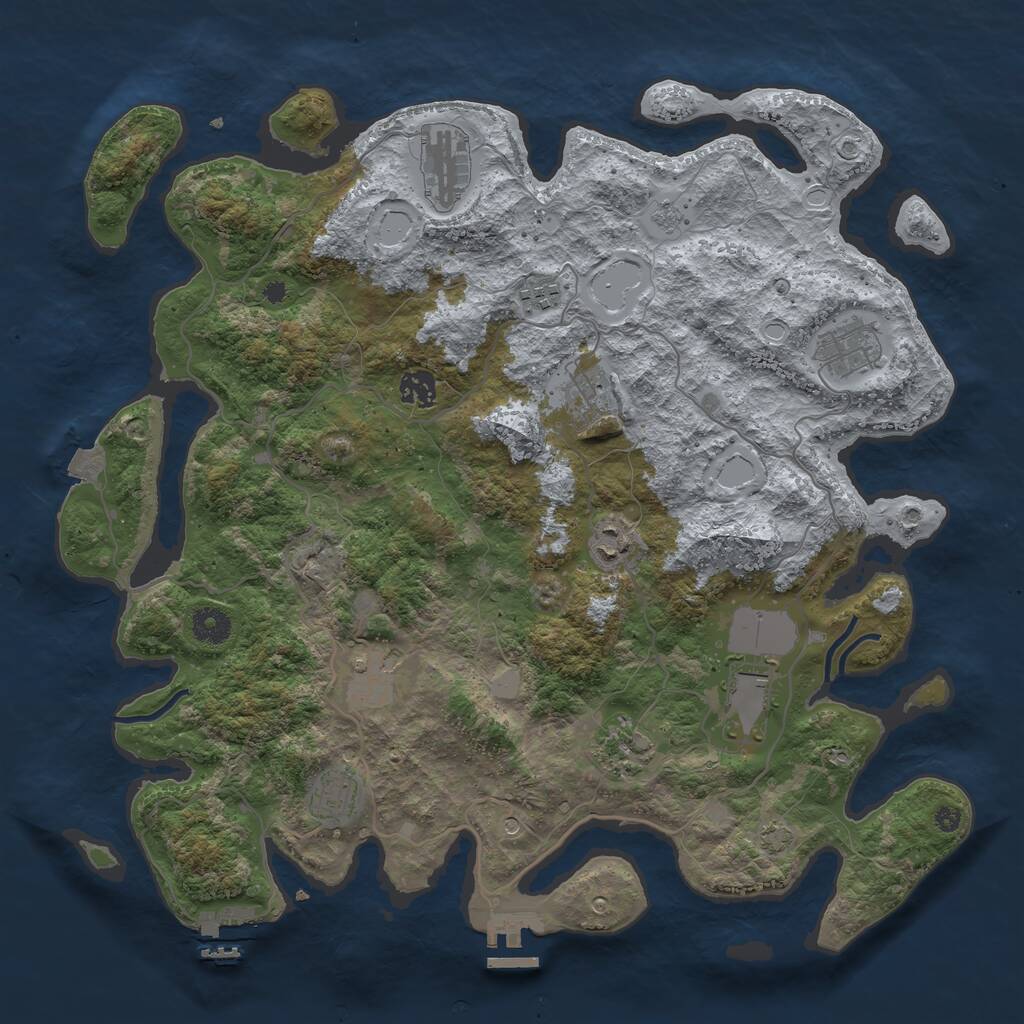 Rust Map: Procedural Map, Size: 4000, Seed: 2044776231, 16 Monuments