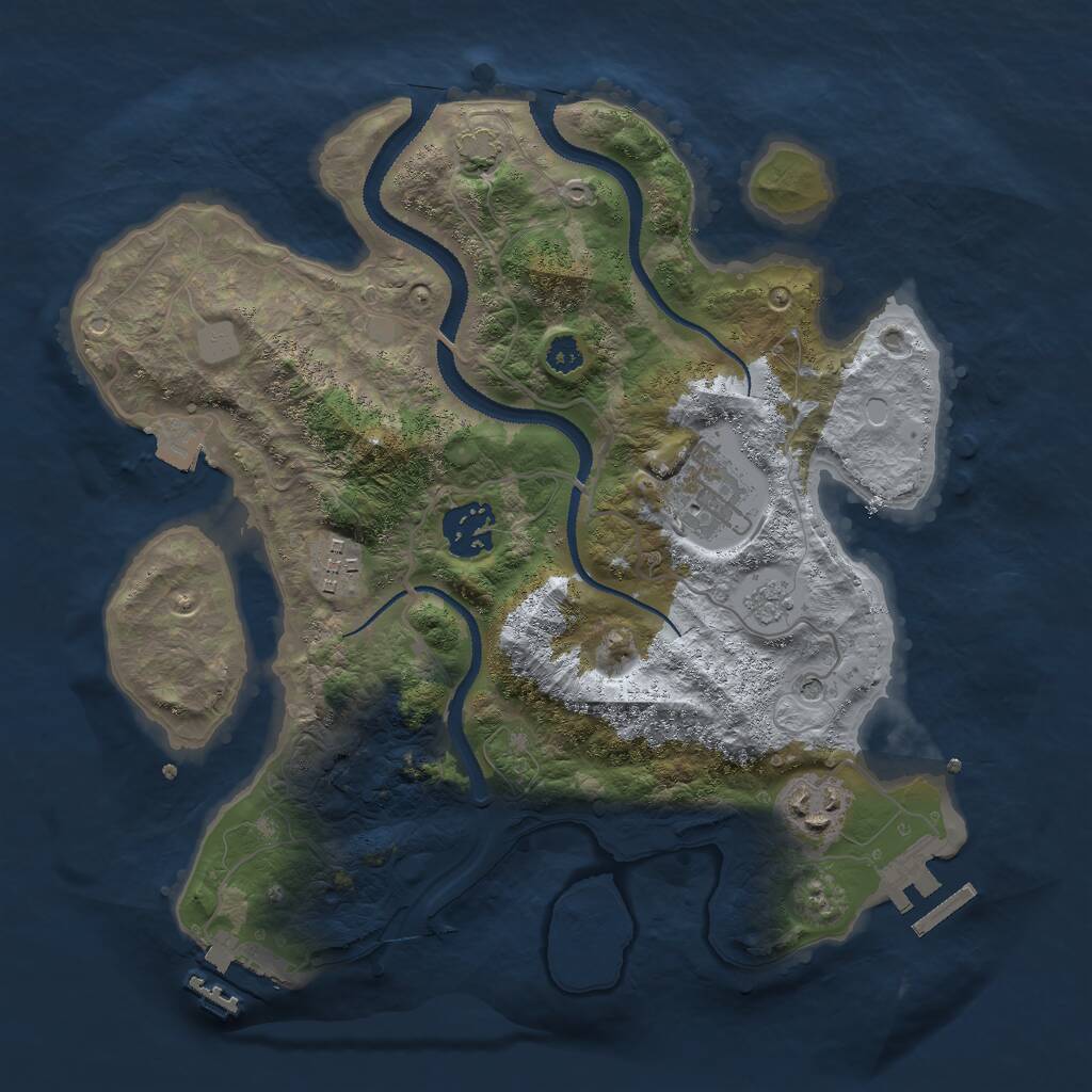 Rust Map: Procedural Map, Size: 3000, Seed: 83857, 10 Monuments