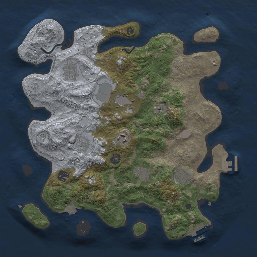 Rust Map: Procedural Map, Size: 3500, Seed: 2128241831, 14 Monuments