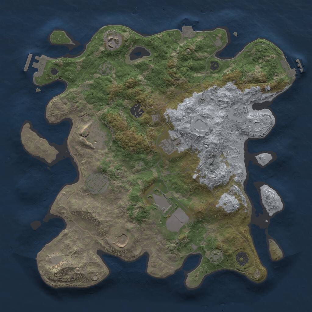 Rust Map: Procedural Map, Size: 3500, Seed: 53467, 13 Monuments