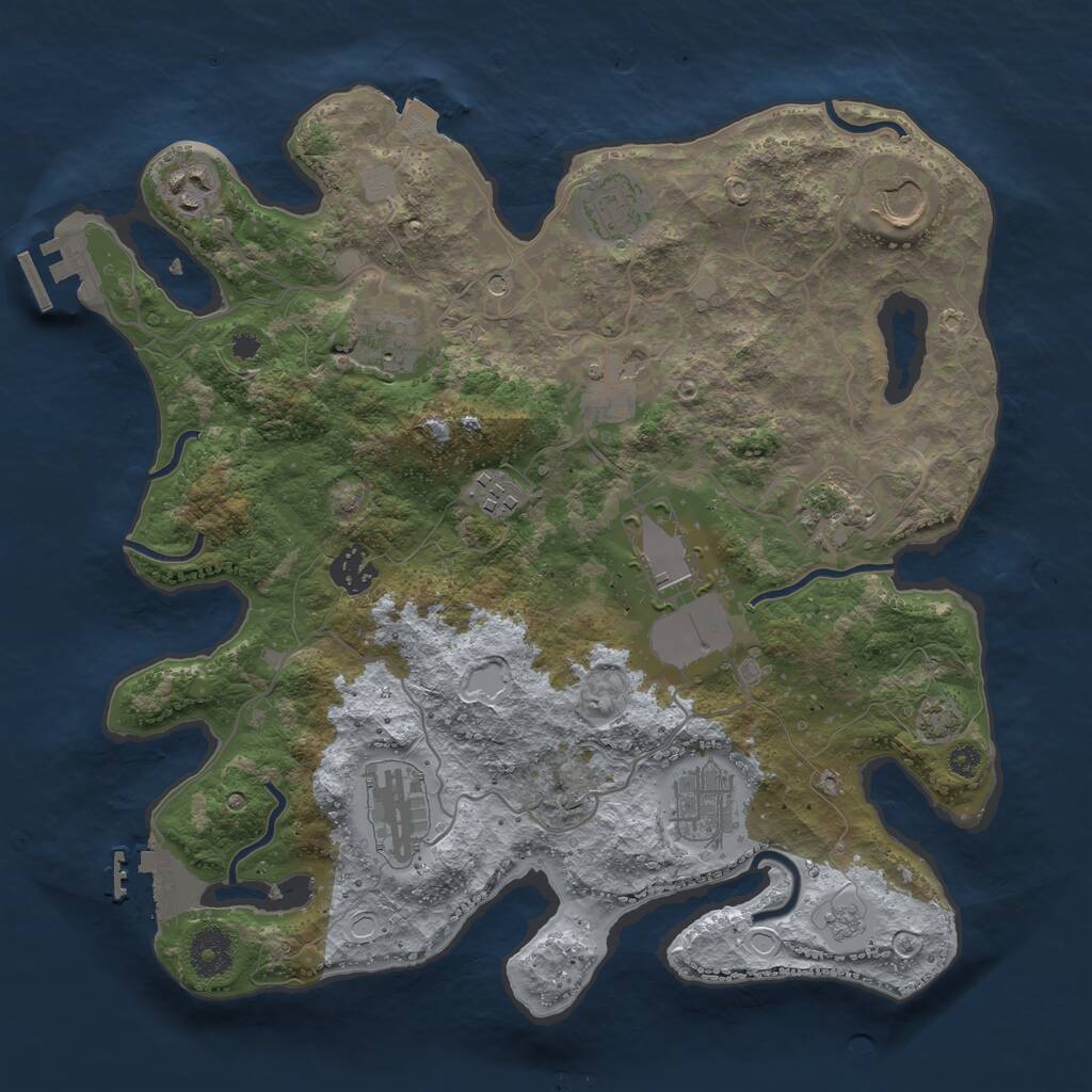 Rust Map: Procedural Map, Size: 3500, Seed: 1521489270, 17 Monuments