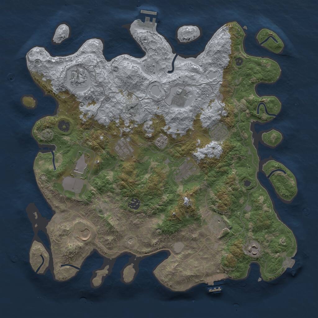 Rust Map: Procedural Map, Size: 4000, Seed: 972140269, 17 Monuments