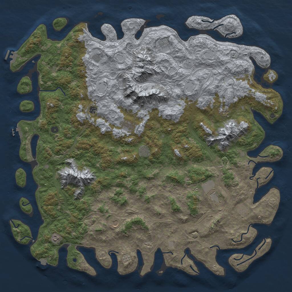Rust Map: Procedural Map, Size: 6000, Seed: 1209486342, 17 Monuments