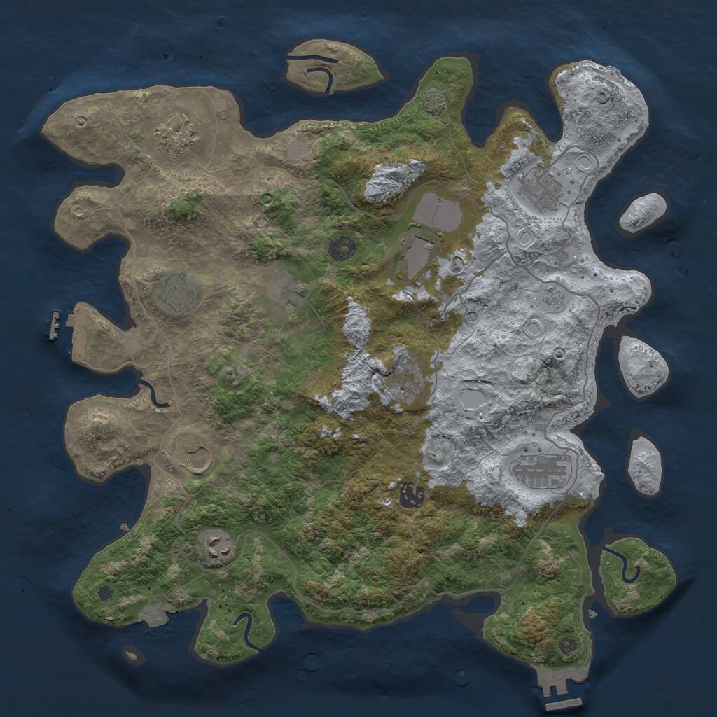 Rust Map: Procedural Map, Size: 4000, Seed: 697147897, 16 Monuments