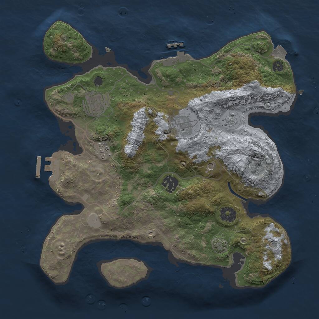 Rust Map: Procedural Map, Size: 3000, Seed: 1947243227, 10 Monuments