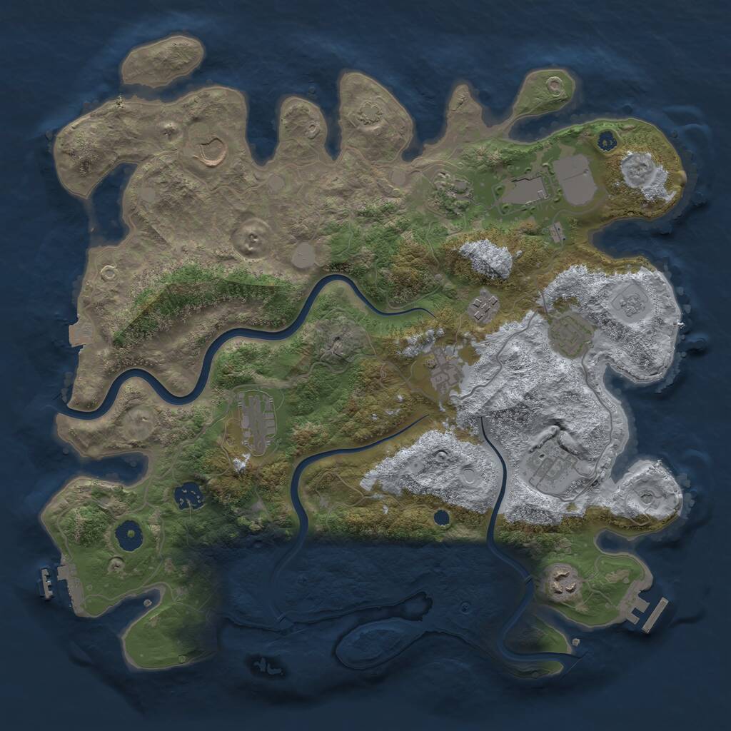 Rust Map: Procedural Map, Size: 3850, Seed: 15994775, 16 Monuments