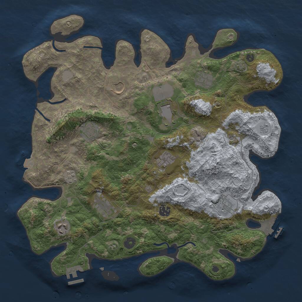 Rust Map: Procedural Map, Size: 3850, Seed: 15994775, 16 Monuments