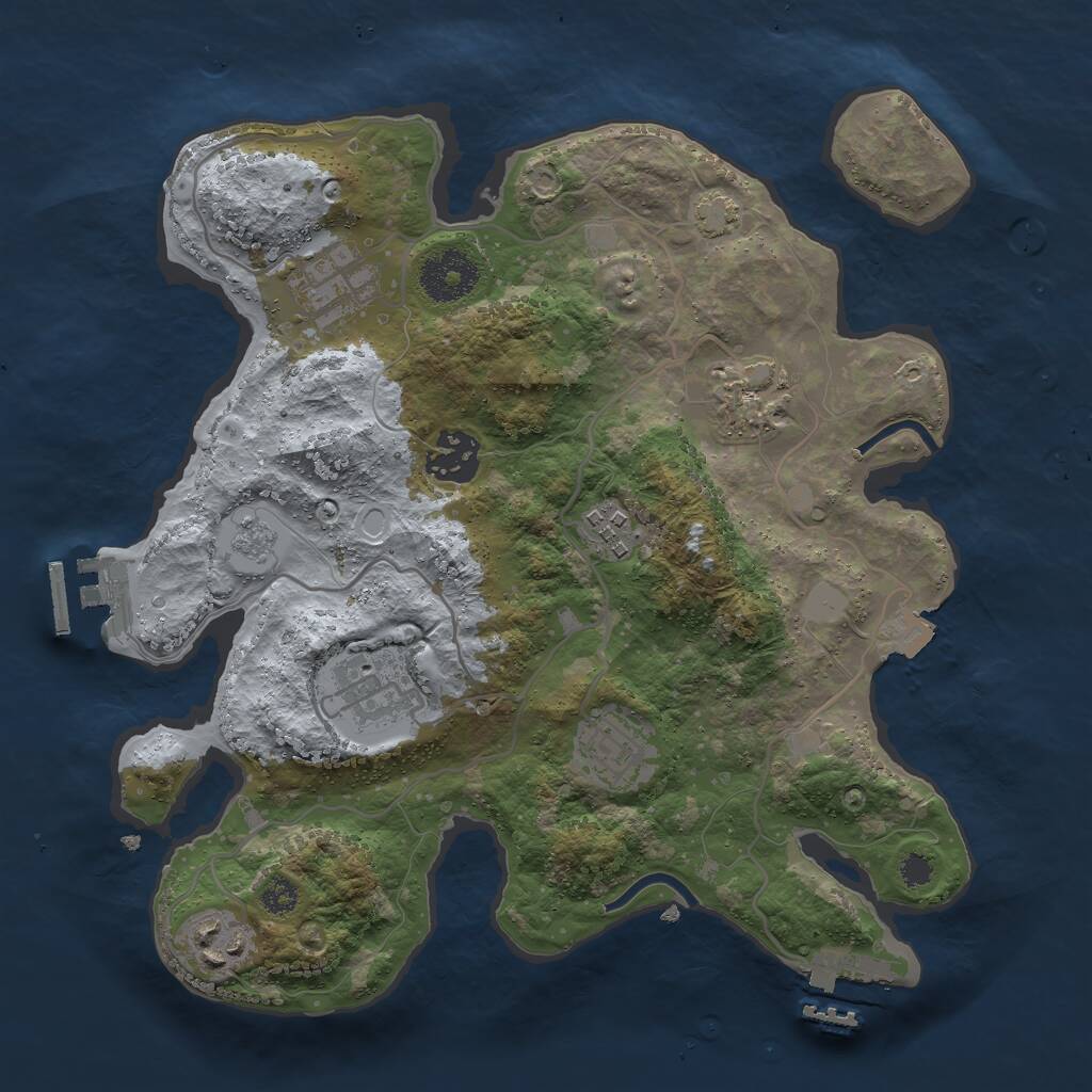 Rust Map: Procedural Map, Size: 3000, Seed: 1833704672, 12 Monuments