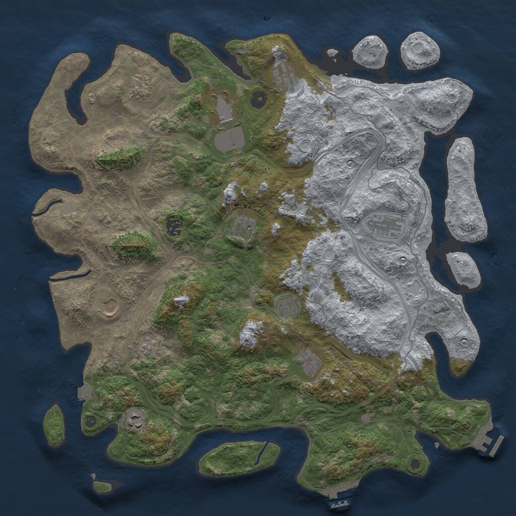 Rust Map: Procedural Map, Size: 4500, Seed: 69420707, 17 Monuments