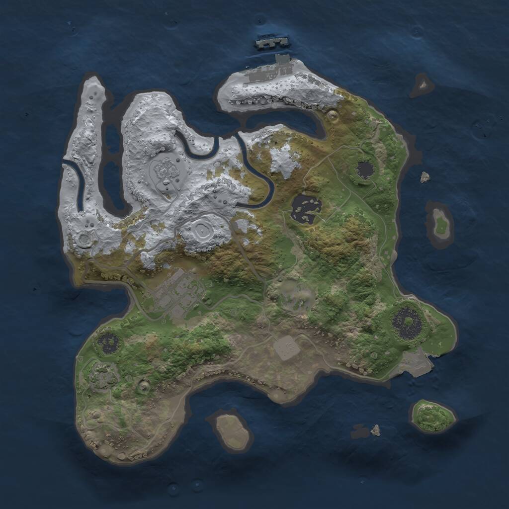 Rust Map: Procedural Map, Size: 2500, Seed: 509094241, 6 Monuments