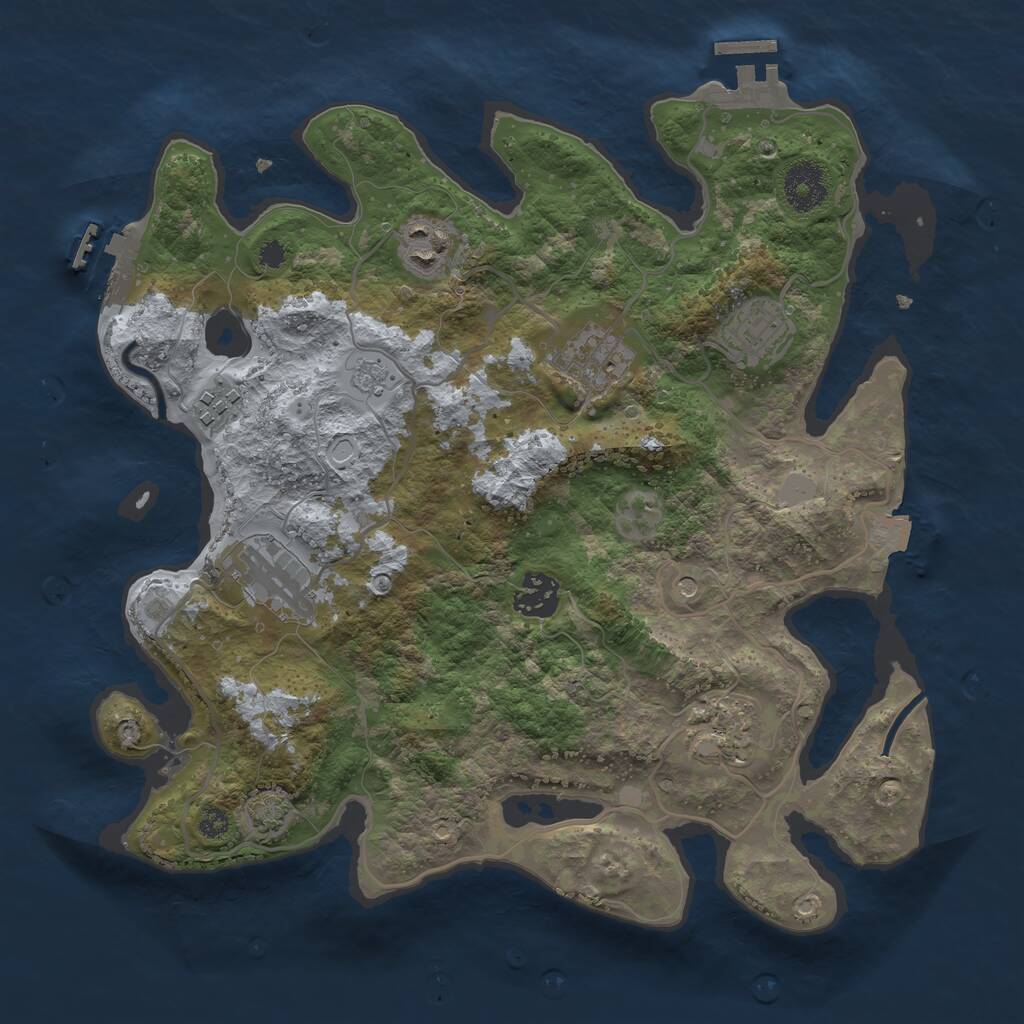 Rust Map: Procedural Map, Size: 3300, Seed: 838746663, 13 Monuments