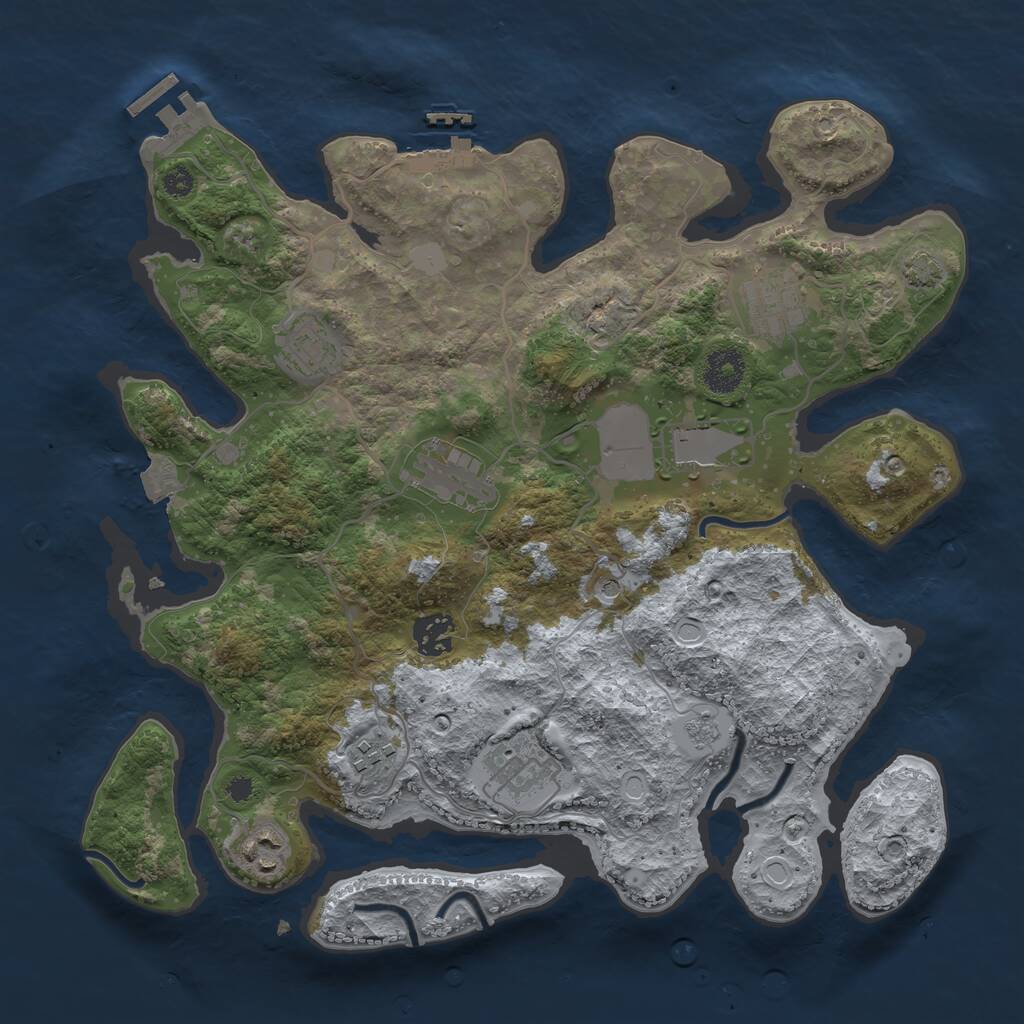 Rust Map: Procedural Map, Size: 3500, Seed: 578756426, 14 Monuments