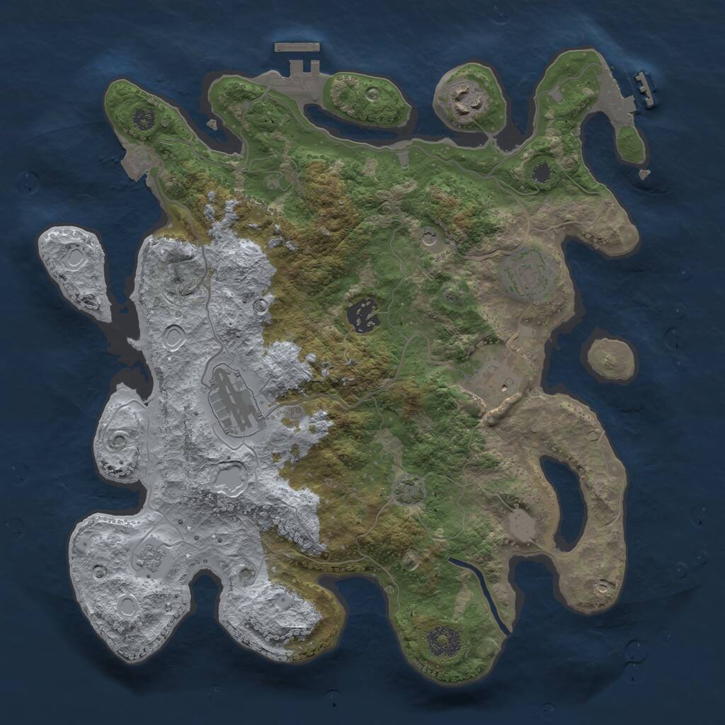 Rust Map: Procedural Map, Size: 3250, Seed: 239410235, 11 Monuments