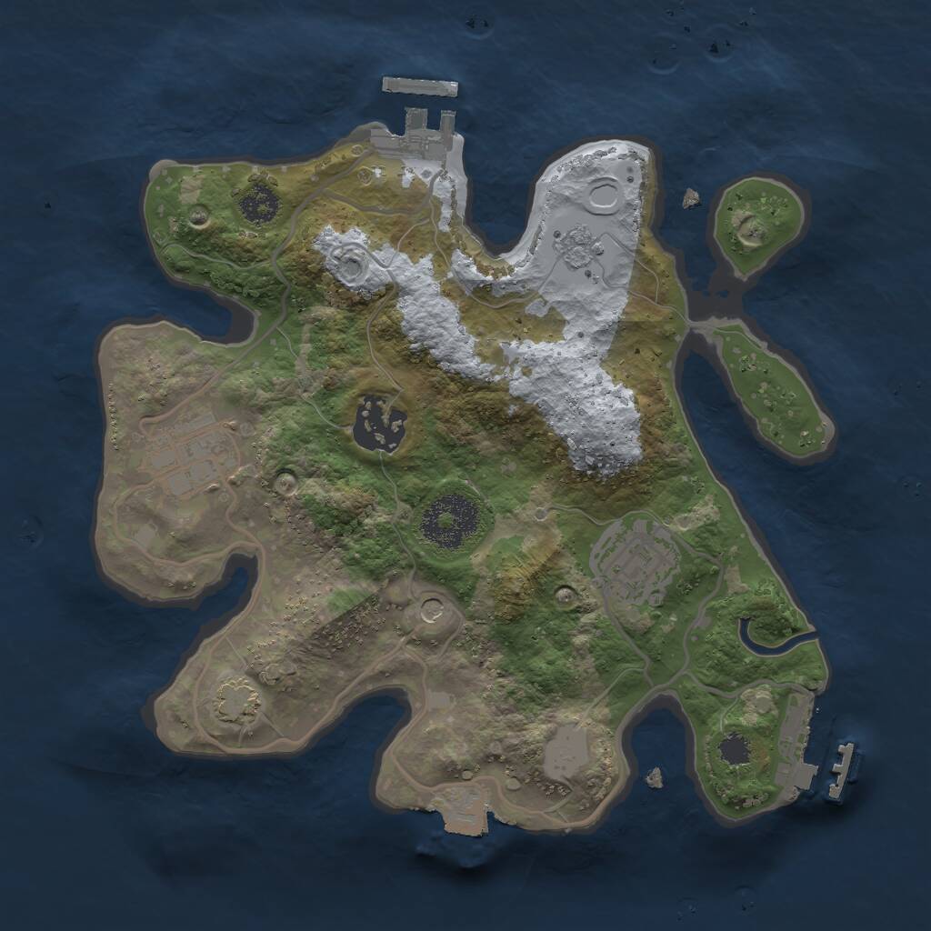 Rust Map: Procedural Map, Size: 2500, Seed: 45688, 9 Monuments