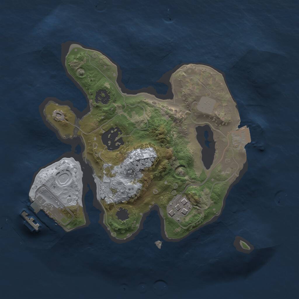 Rust Map: Procedural Map, Size: 2000, Seed: 1411904624, 4 Monuments