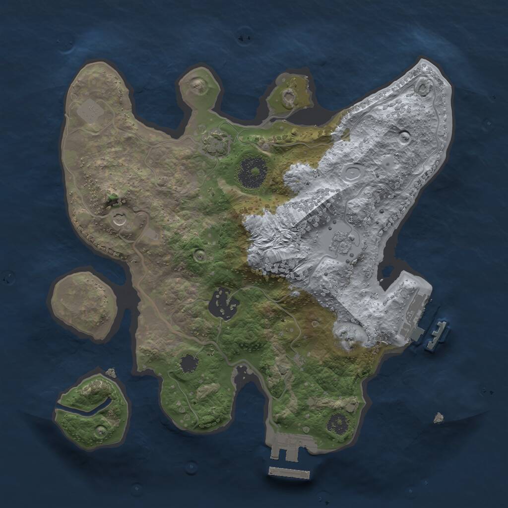 Rust Map: Procedural Map, Size: 2500, Seed: 1889304475, 7 Monuments