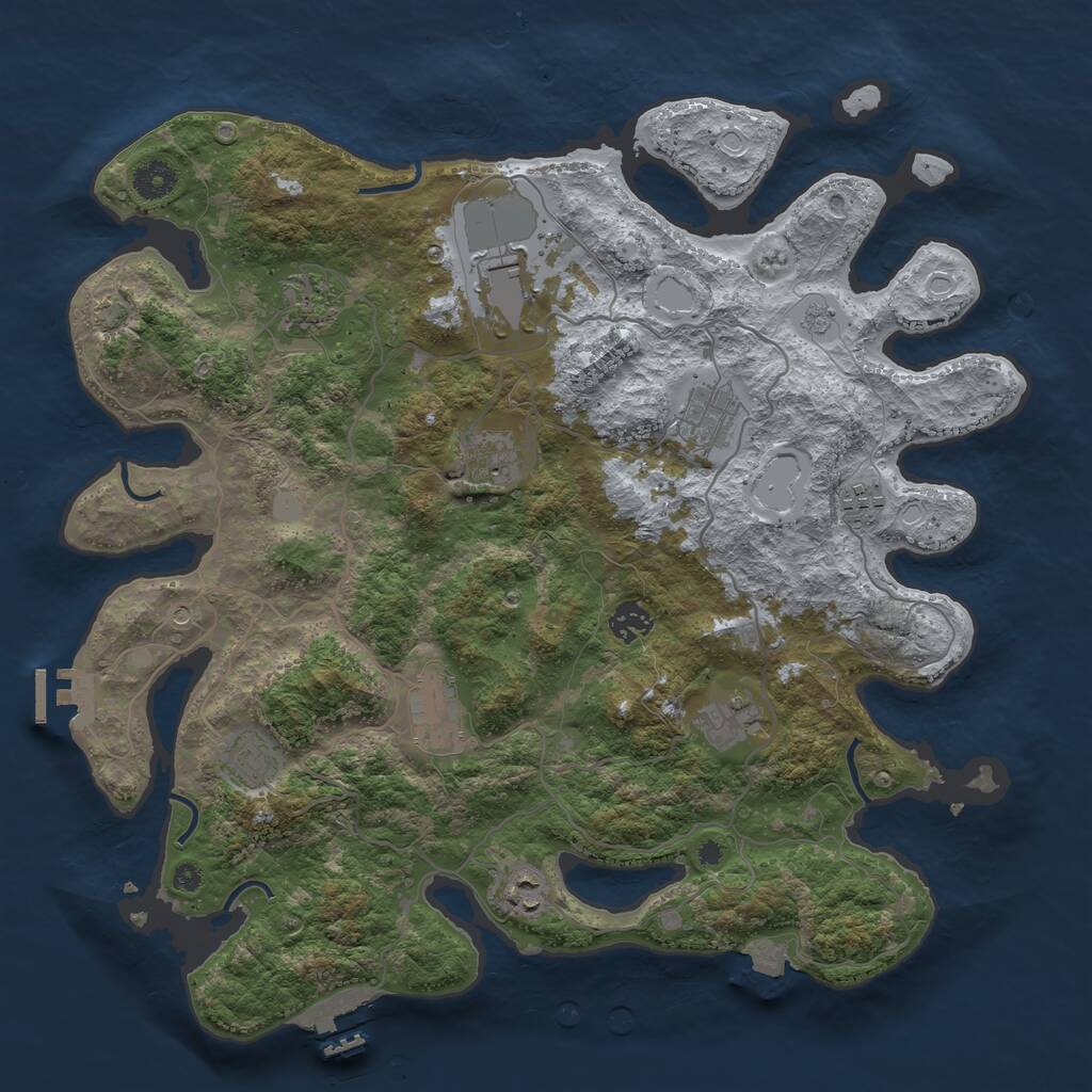 Rust Map: Procedural Map, Size: 4000, Seed: 865622348, 16 Monuments