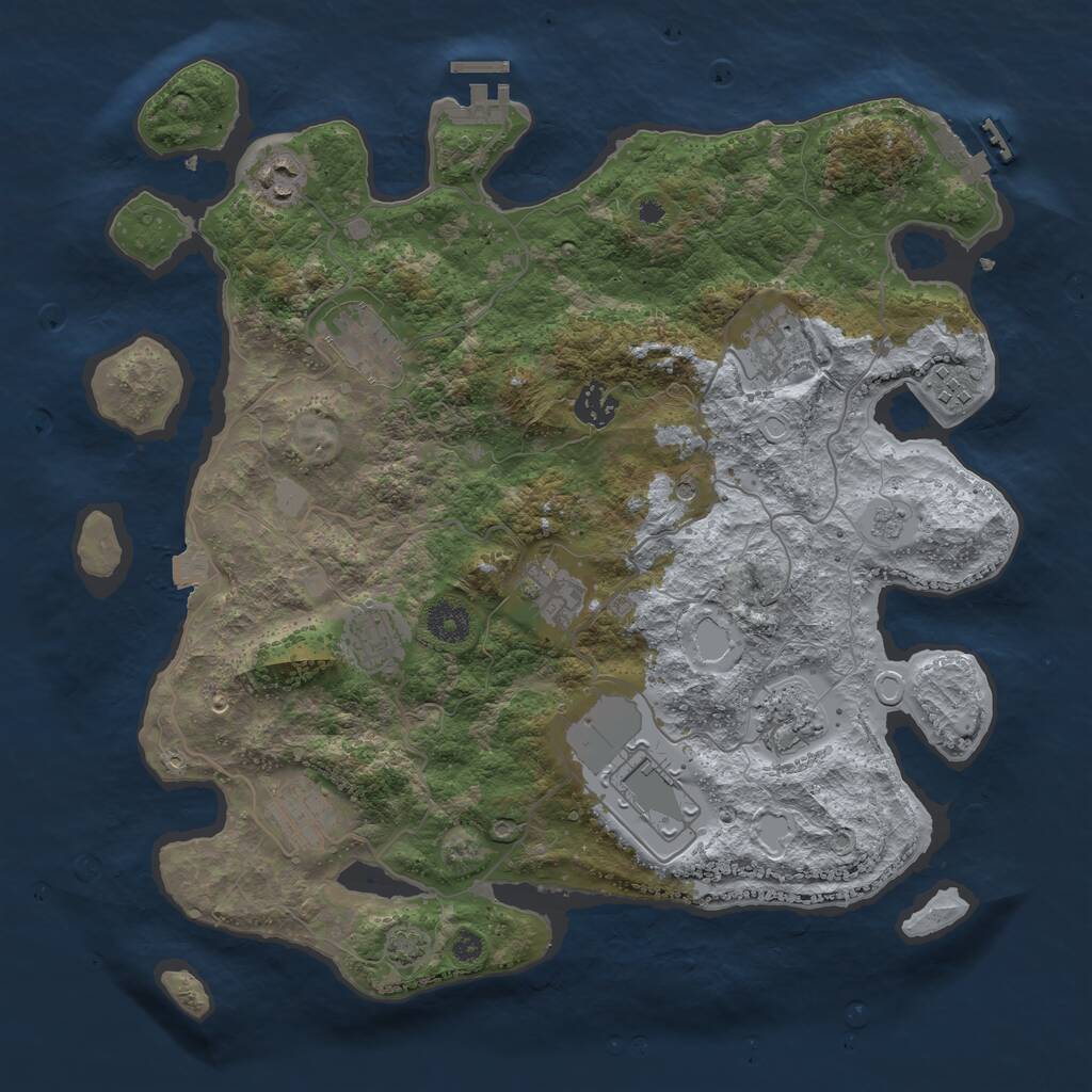 Rust Map: Procedural Map, Size: 3750, Seed: 389001861, 16 Monuments