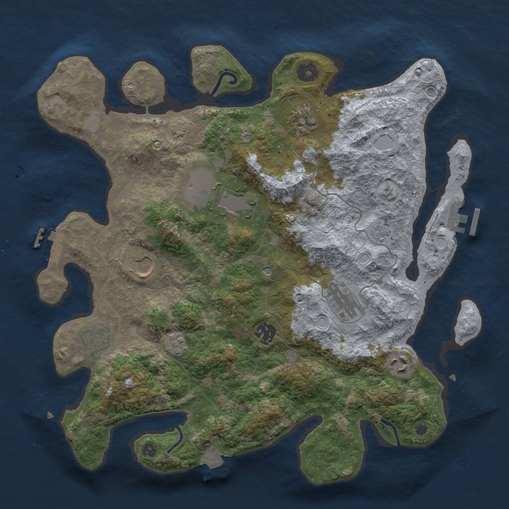 Rust Map: Procedural Map, Size: 3690, Seed: 287825136, 14 Monuments