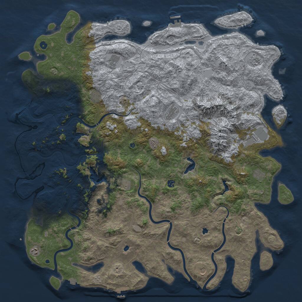 Rust Map: Procedural Map, Size: 6000, Seed: 901344875, 17 Monuments