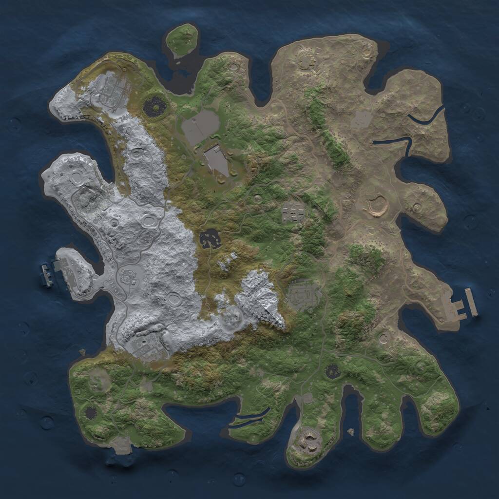 Rust Map: Procedural Map, Size: 3500, Seed: 230422300, 14 Monuments