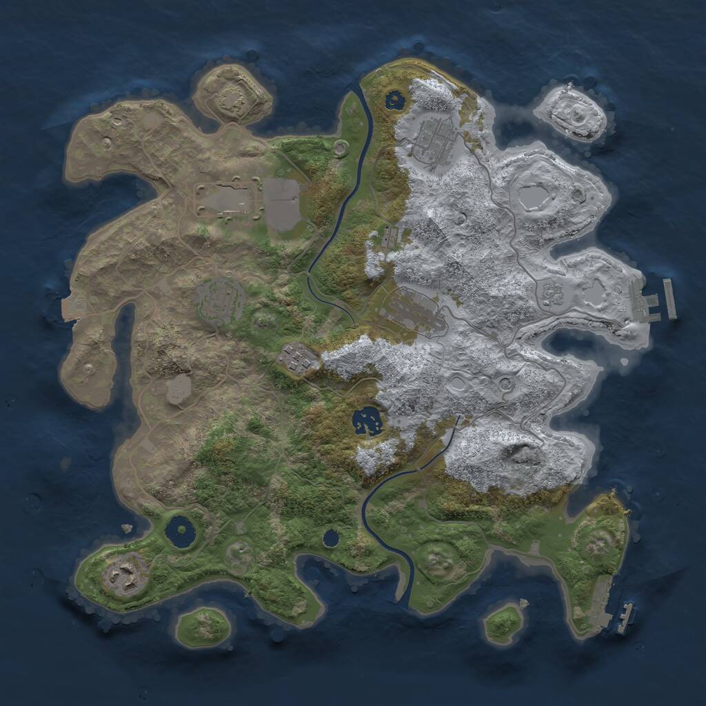 Rust Map: Procedural Map, Size: 3500, Seed: 153510870, 13 Monuments