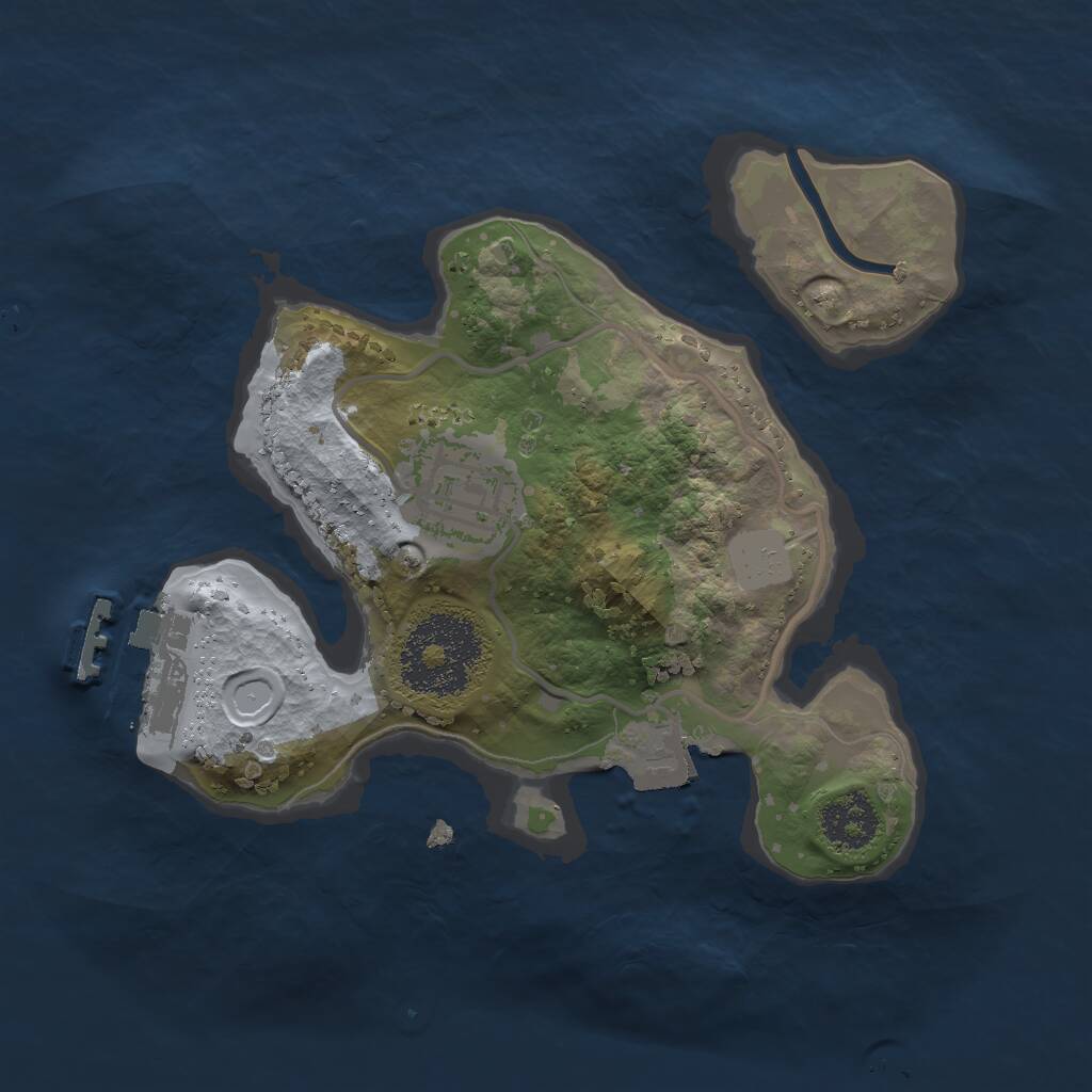 Rust Map: Procedural Map, Size: 2000, Seed: 1491620582, 3 Monuments