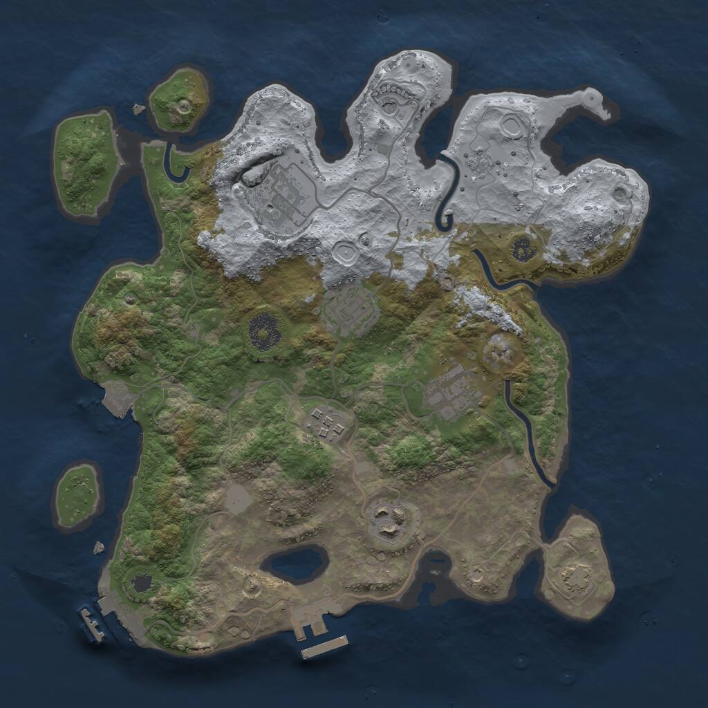 Rust Map: Procedural Map, Size: 3000, Seed: 1968655622, 11 Monuments