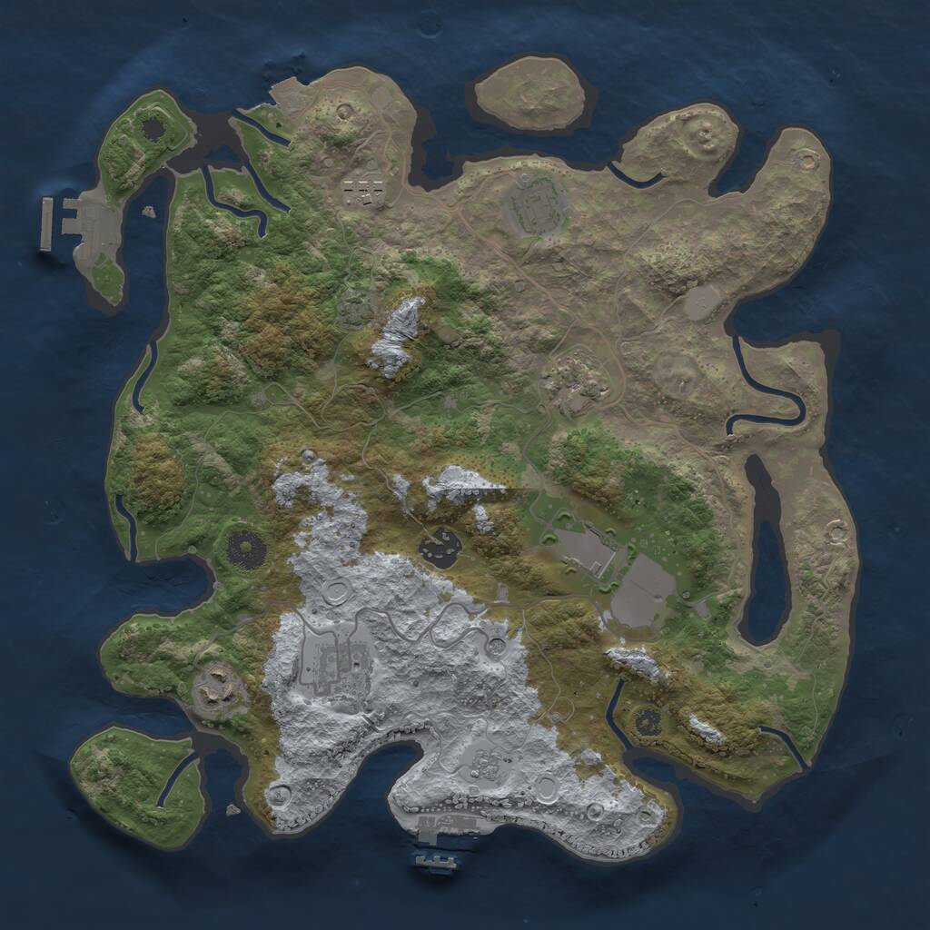 Rust Map: Procedural Map, Size: 3500, Seed: 354314429, 13 Monuments