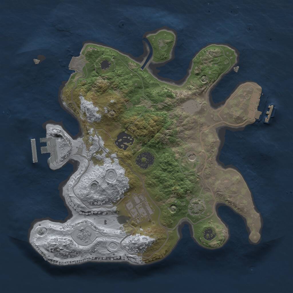 Rust Map: Procedural Map, Size: 2500, Seed: 54343534, 8 Monuments